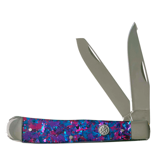 Whiskey Bent Knives Trapper Knife w/Clip Point & Spey Blade, Purple Infusion Handle (RN11-82)