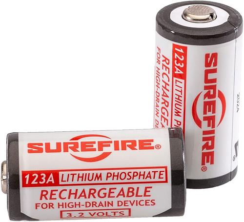 Surefire 123A Rechargeable Lithium Batteries, 2 Pack (SFLFP123)