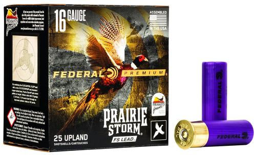 Federal Premium Prairie Storm Shotshells PFX164FS4, 16 Gauge, 2-3/4", 1 1/8 oz, #4 Lead Shot, 25 Rds/bx