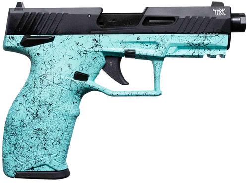 Taurus TX22 Gen 2 Full Size Pistol 12TX22141SP4, 22 LR, 4.10", Cyan w/Black Webbing, Threaded, 22 Rds