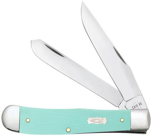 Case Smooth Seafoam Green G-10 Trapper Pocket Knife (18100)