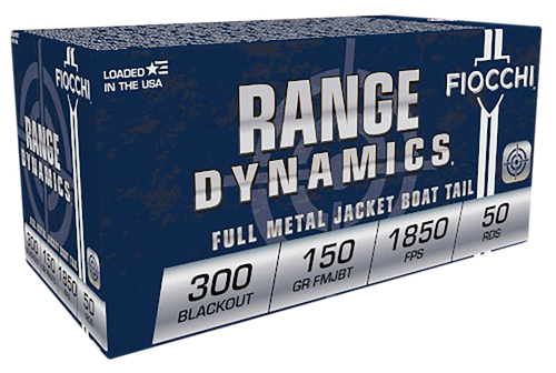 Fiocchi Shooting Dynamics Rifle Ammunition 300BLKC, 300 AAC Blackout, Full Metal Jacket Boat Tail, 150 GR, 50 Rd/bx