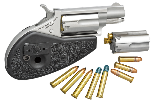 North American Mini-Revolver Combo HGMSC, 22 LR / 22 WMR, 1-1/8", Black Holster Grip, Matte Stainless Finish, 5 Rd