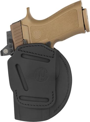 1791 Gunleather 4-Way Holster (4WH-6-SBL-R), Size 6, IWB/OWB, Ambidextrous, Black Leather