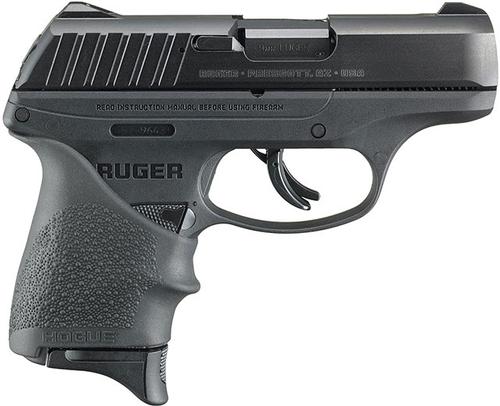 Ruger EC9S Compact Pistol 13211, 9mm Luger, 3.50", Black Hogue Grip Sleeve, Black Finish, 7 Rds