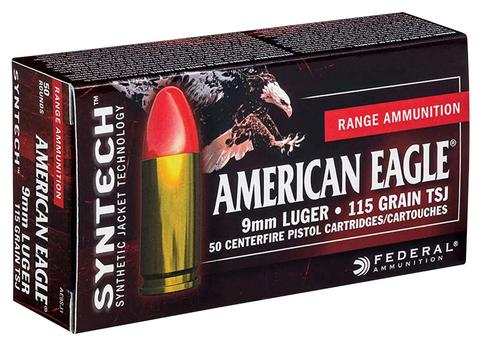 Federal American Eagle Syntec Pistol Ammunition AE40SJ1, 40 S&W, Total Syntech Jacket, 165 GR, 1050 fps, 50 Rd/Bx