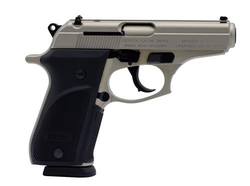 Bersa Thunder Plus Pistol THUN380PNKL15, 380 ACP, 3.50in, Black Rubber Grips, Nickel Cerakote Finish, 15 Rds