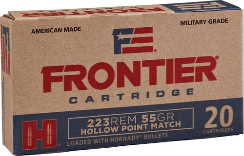 Hornady Frontier Rifle Ammunition FR140, 223 Remington, HP Match, 55 GR, 3240 fps, 20 Rds/bx