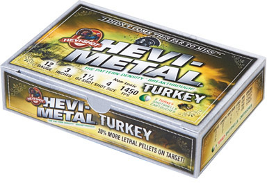 Hevishot Hevi-Metal Turkey Shotshells 33345, 12 Gauge, 3.5 in, 1-1/2 oz, 1450 fps, #4, 6 Shot, 5 Rd/bx