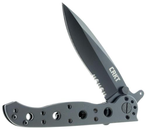 Columbia River M21 Drop Point Folding Knife w/Partially Serrated Blade & Stainless Steel Black Handle (M2110KSF)