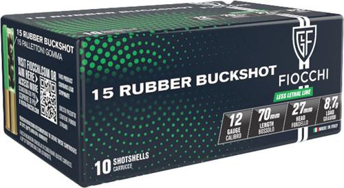 Fiocchi Rubber Buckshot 12LERB10, 12 Gauge, 2-3/4", 15 Pellets, 790 fps, 10 Rd/bx
