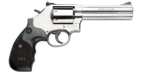 Smith & Wesson M686 3-5-7 Revoler 150854, 357 Magnum, 5 in, Black Synthetic Grip, Matte Stainless Finish, 7 Rd