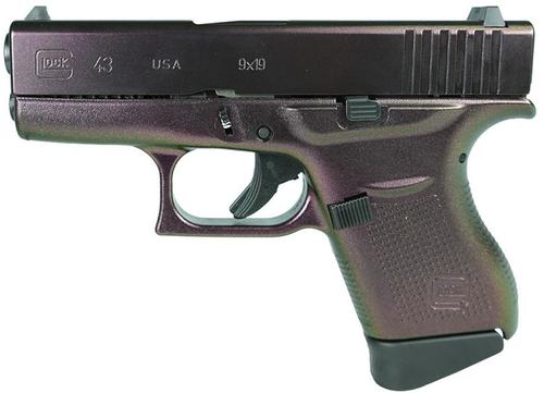 Glock 43 Custom "Shimmering Razorback" Subcompact Pistol GLUI4350201RB 9mm Luger 6rd, 3.41"
