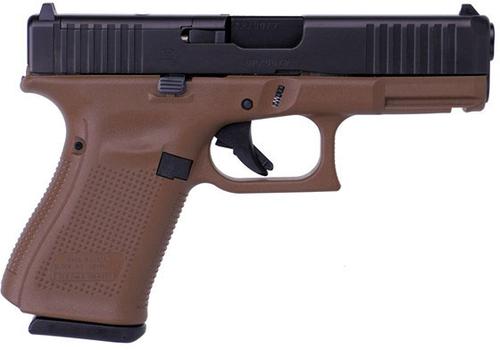 Glock 19 Gen5 MOS Pistol PA195S203MOSD, 9mm, 4.02 in, FDE Polymer Grip, Gas Nitride Finish, Fixed Sights w/MOS Cutout, 15 Rds