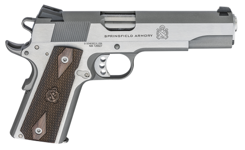 Springfield 1911 Garrison Pistol PX9420S, 45 ACP, 5", Wood Grips, Stainless Finish, 7 Rds