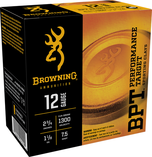 Browning BPT Performance Target Shotgun Ammunition B193631227, 12 Gauge, 1 1/8oz,  #7.5, 1300 fps, 25 Rd/bx