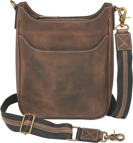 Gun Tote'n Mamas Cross Body Mail Pouch (GTM-CZY/17) Fits Small Pistols & Revolvers, Distressed Brown Leather