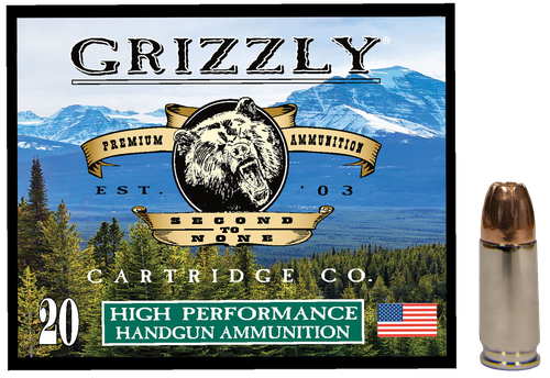 Grizzly Ammunition High Performance Pistol Ammunition GC9MM2, 9mm, Jacketed Hollow Point (JHP), 124  GR, 1200  fps, 20 Rd/bx