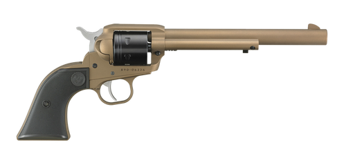 Ruger Wrangler SAO Revolver 2040, 22 LR, 7.50", Black Checkered Polymer Grips, Burnt Bronze Cerakote, 6 Rd