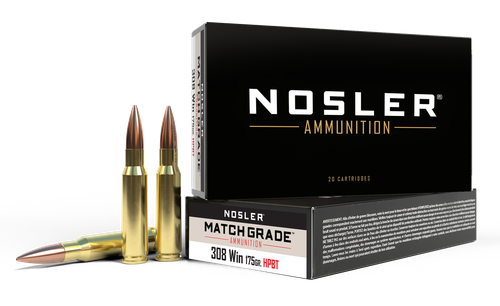 Nosler Match Grade Rifle Ammunition 60072, 308 Winchester, Custom Competition, 175 GR, 20 Rd/bx
