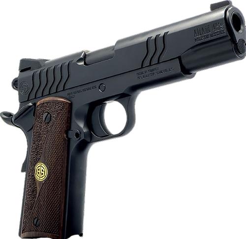 Dickinson 1911 Adam Pistol DCKSN9BS, 9mm Luger, 4.37in, Wood Grips, Shiny Black Finish, 8 Rds