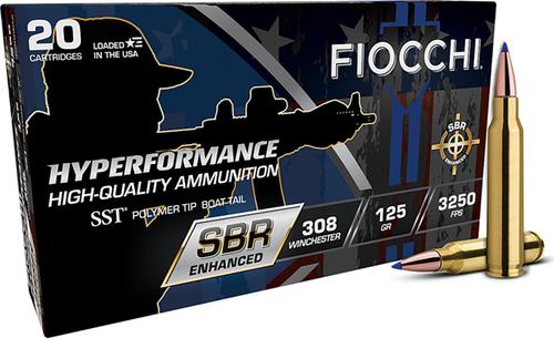 Fiocchi Hyperformance Rifle Ammunition 308SBRA, 308 Win, Super Shock Tip, 125 gr, 3250 fps, 20 Rd/Bx