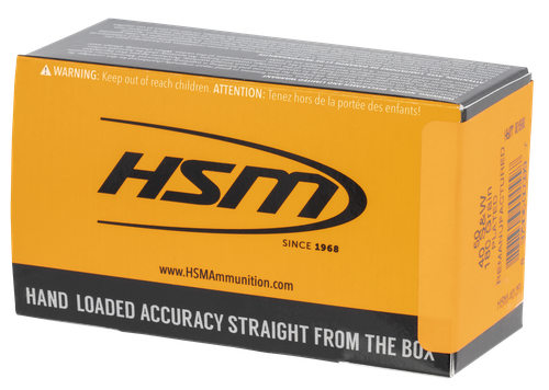 HSM Training Pistol Ammunition 402R, 40 S&W, Round Nose Flat Point, 180 gr, 985 fps, 50 Rd/Bx