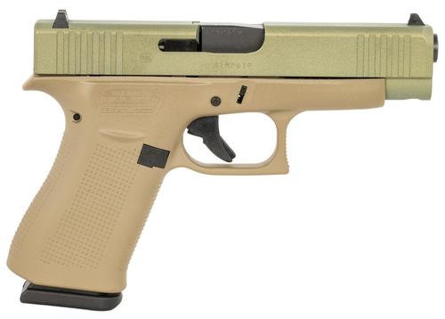 Glock 48, PA4850204CTAG, 9mm Pistol, 4.17", Coyote Tan Frame, GMB Barrel, Agoge Green Slide, 10 Rds