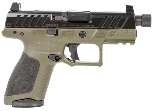 Beretta APX A1 Tactical Pistol JAXA1C915TAC, 9mm, 4.20", Polymer Grips, OD Green Cerakote w/Black Controls, Optic Ready, Threaded, 15 Rds