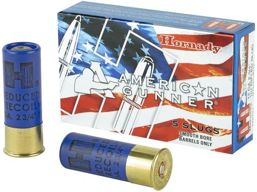 Hornady American Gunner Shotgun Ammunition, 12 Gauge, 2-3/4", 1oz Rifled Slug, 1300 fps, 5 Rd/bx