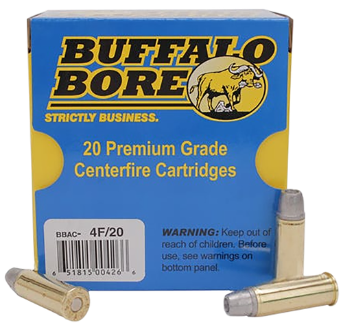 Buffalo Bore Handgun Ammunition 4F/20, 44 Magnum +P, Soft Cast Gas-checked, 240 GR, 1550 fps, 20 Rd/Bx