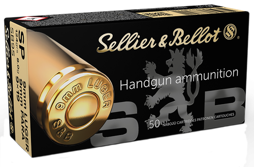 Sellier & Bellot Pistol Ammuntion SB9S, 9MM, Soft Point (SP), 124 GR, 1109 fps, 50 Rd/bx