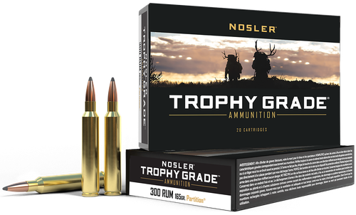 Nosler Trophy Grade Rifle Ammunition 60064, 300 Remington Ultra Mag, Partition, 165 GR, 3350 fps, 20 Rd/bx