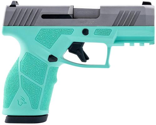 Taurus GX2 Compact Pistol 1GX2939C, 9mm, 3.37", Ergonomic Cyan Polymer Grips, Matte Stainless Slide, 13 Rds