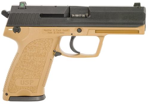 Heckler & Koch USP9 V1 Pistol DA/SA 81000354, 9mm, 4.86", FDE Polymer Grips, Match Grade Trigger, Ambidextrous, 15 Rds