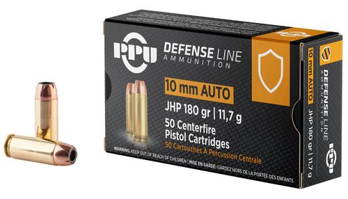 Prvi Partisan Pistol Ammunition PPD10, 10mm Auto, JHP, 180 gr, 1115 fps, 50 Rd/Bx