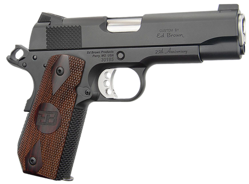 Ed Brown Kobra Carry 25th Anniversary Pistol KCG425, 45 ACP, 4.25in, Double Diamond Checkered Cocobolo w/EB Logo, Black Gen4 Finish