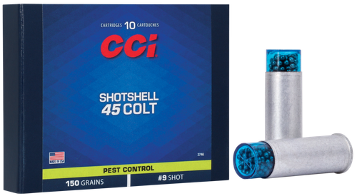 CCI Pest Control ShotShells 3746, 45 Colt, ShotShell, 150 GR, 1000 fps, 10 Rd/bx