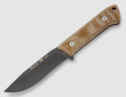 Buck Knives, 104 Compadre Camp Knife, Cerakote coated, 5160 steel, drop point blade, Natural Canvas Micarta