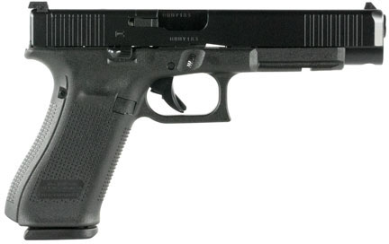 Glock 34 Gen5 MOS Pistol W/ Front Serrations PA343S103MOS, 9mm, 5.3", Black Polymer Grips, Black Finish, 17 Rds