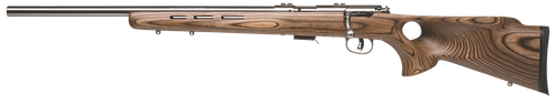 Savage 93R17BTVLSS Bolt Action Left-Hand Rifle 96210, 17 HMR, 21 in, Brown Lam/Thumb Hole Stock, Stainless Finish, 5 Rds