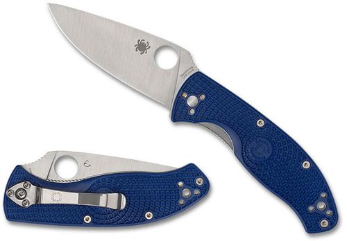 Spyderco Tenacious Folding Knife, Plain Edge, Blue Handle (C122PBL)