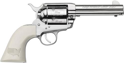 Pietta 1873 Trump Revolver SA73131/DT/CYF, 45 Long Colt, 4.75", Ivory Grip, Nickel Engraved Finish, 6 Rds
