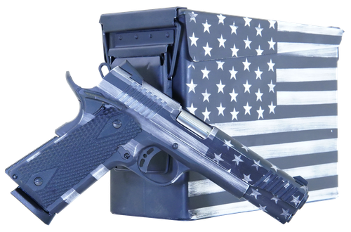 Citadel 1911-A1 Government Pistol w/Ammo Can CITC45FUSGAC, 45 ACP, 5", Gray American Flag, 8 Rds