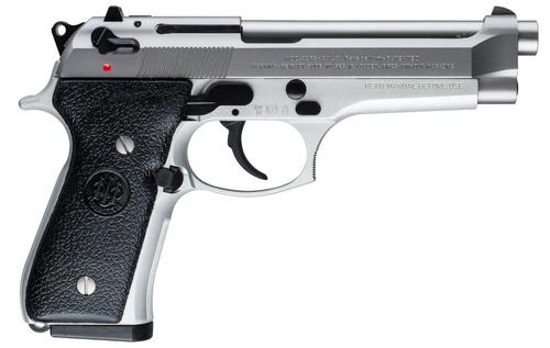 Beretta 92 FS Semi-Auto Pistol JS92F520, 9mm, 4.9", Black Synthetic Grips, Stainless Steel Finish, 10 Rds