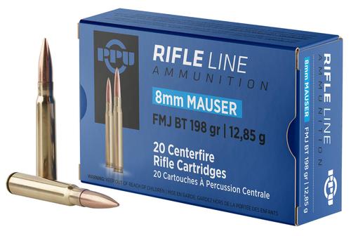 Prvi Partizan Rifle Ammunition PP8F, 8mm Mauser, Full Metal Jacket Boat Tail, 198 gr, 2181 fps, 20 Rd/Bx