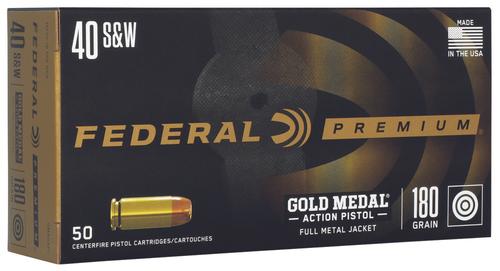 Federal Gold Medal Pistol Ammunition GM40AP1, 40 S&W, Full Metal Jacket, 180 gr, 950 fps, 50 Rd/Bx