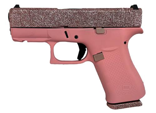 Glock G43X MOS Pistol PX4350204FRMOSGLAM, 9mm Luger, 3.41in, Textured Polymer, Pink Cerakote Finish, 10 Rds