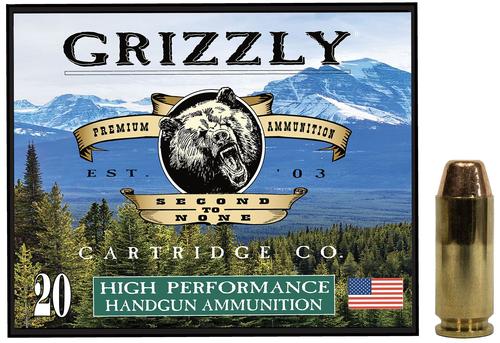 Grizzly Ammunition High Performance Pistol Ammunition GC10CM2, 10mm Auto, Full Metal Jacket Flat Point, 200 GR, 1250 fps, 20 Rd/bx