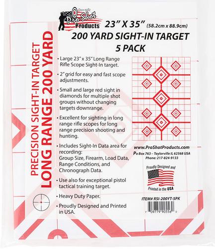 Pro Shot Products 23"x35" 200 Yard Sight-In Target, 5 Pack (RSI200YT5PK)